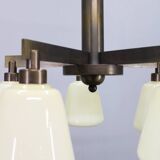 1930s Art Deco Brass Chandelier, Czechoslovakia