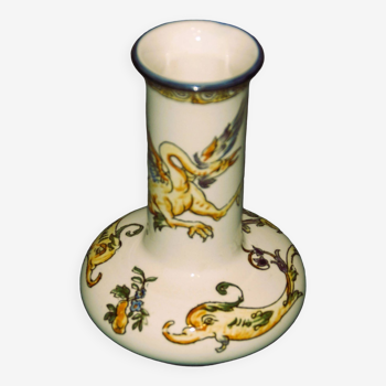 Petit vase soliflore faïence gien décor renaissance (1875)