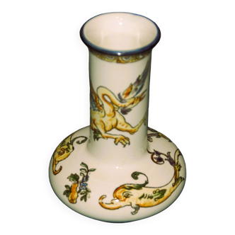 Petit vase soliflore faïence gien décor renaissance (1875)