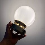 Vintage globe wall or ceiling light in white opaline