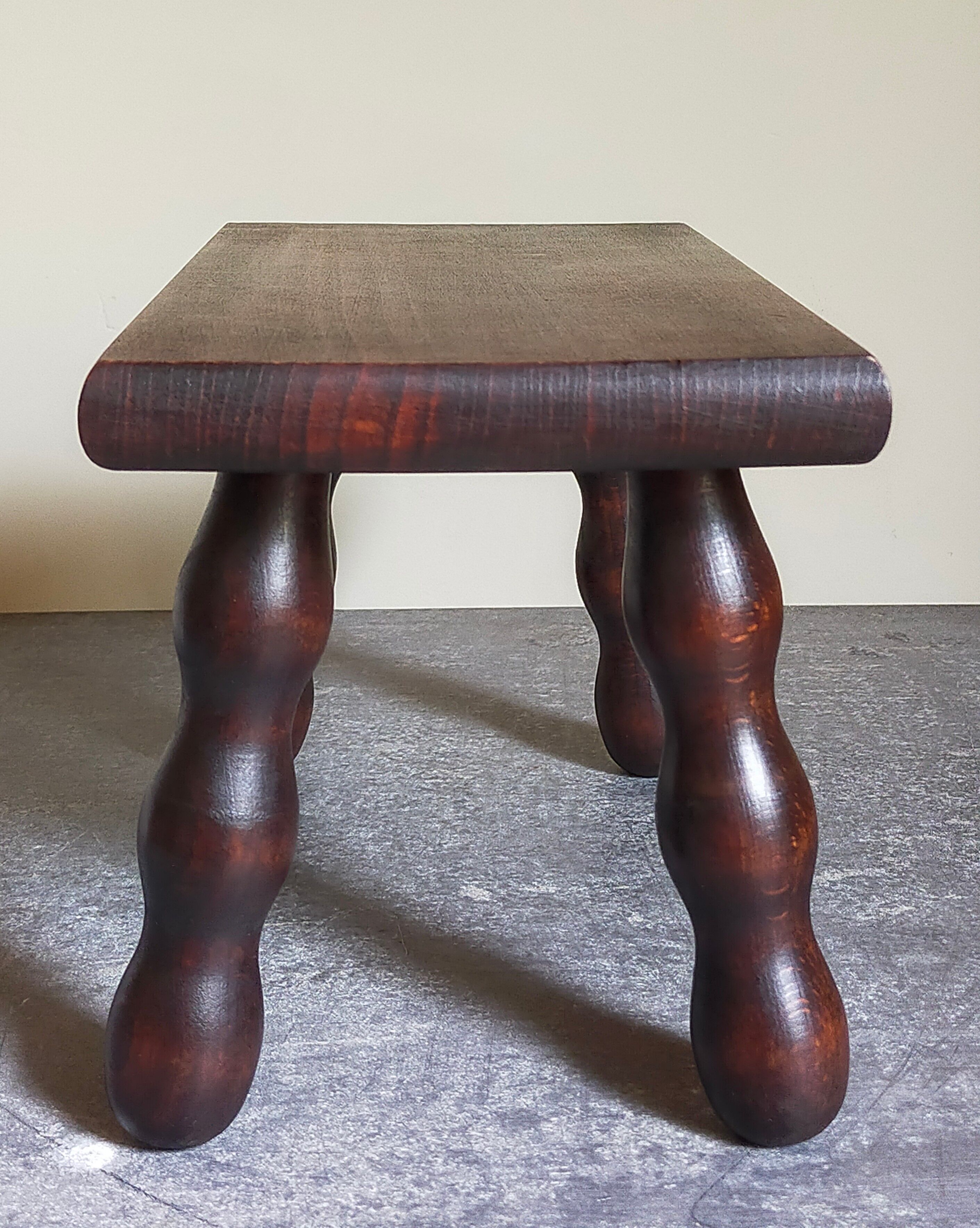 Wooden footrest stool turned solid vintage