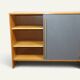 Vintage wooden sideboard with sliding doors – 1960s