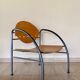 Pair of wooden and steel armchairs, 1980's