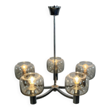 Vintage 70's chrome metal chandelier by Gaetano Sciolari