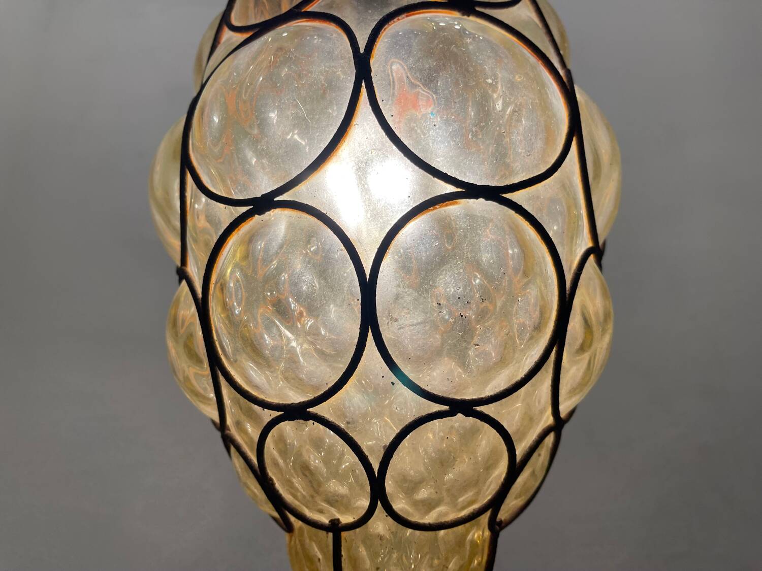 Wrought Iron Murano Glass Light Pendant 1950’s