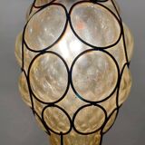 Wrought Iron Murano Glass Light Pendant 1950’s