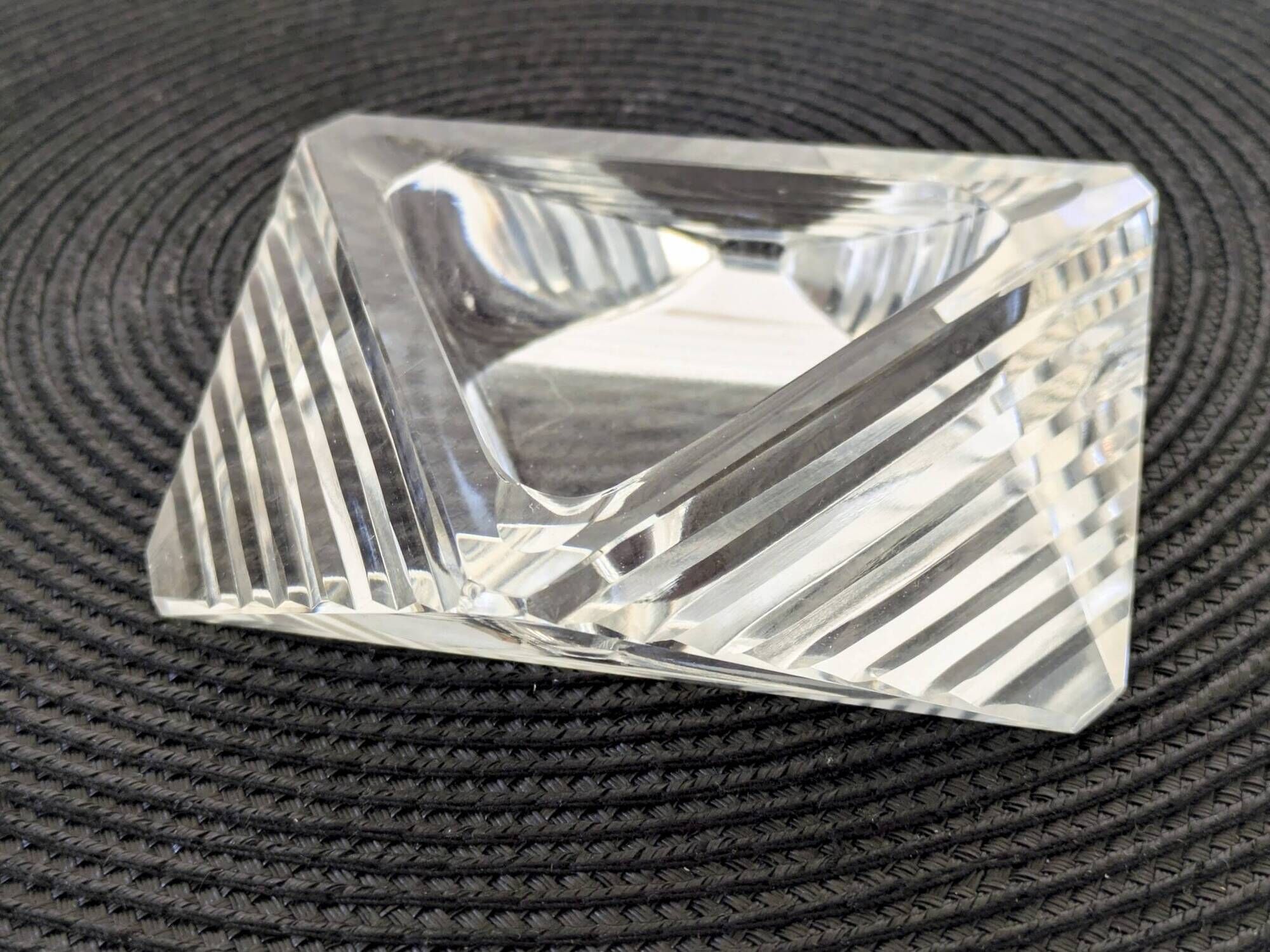 Ashtray pocket tray faceted glass Murano Midcentury style