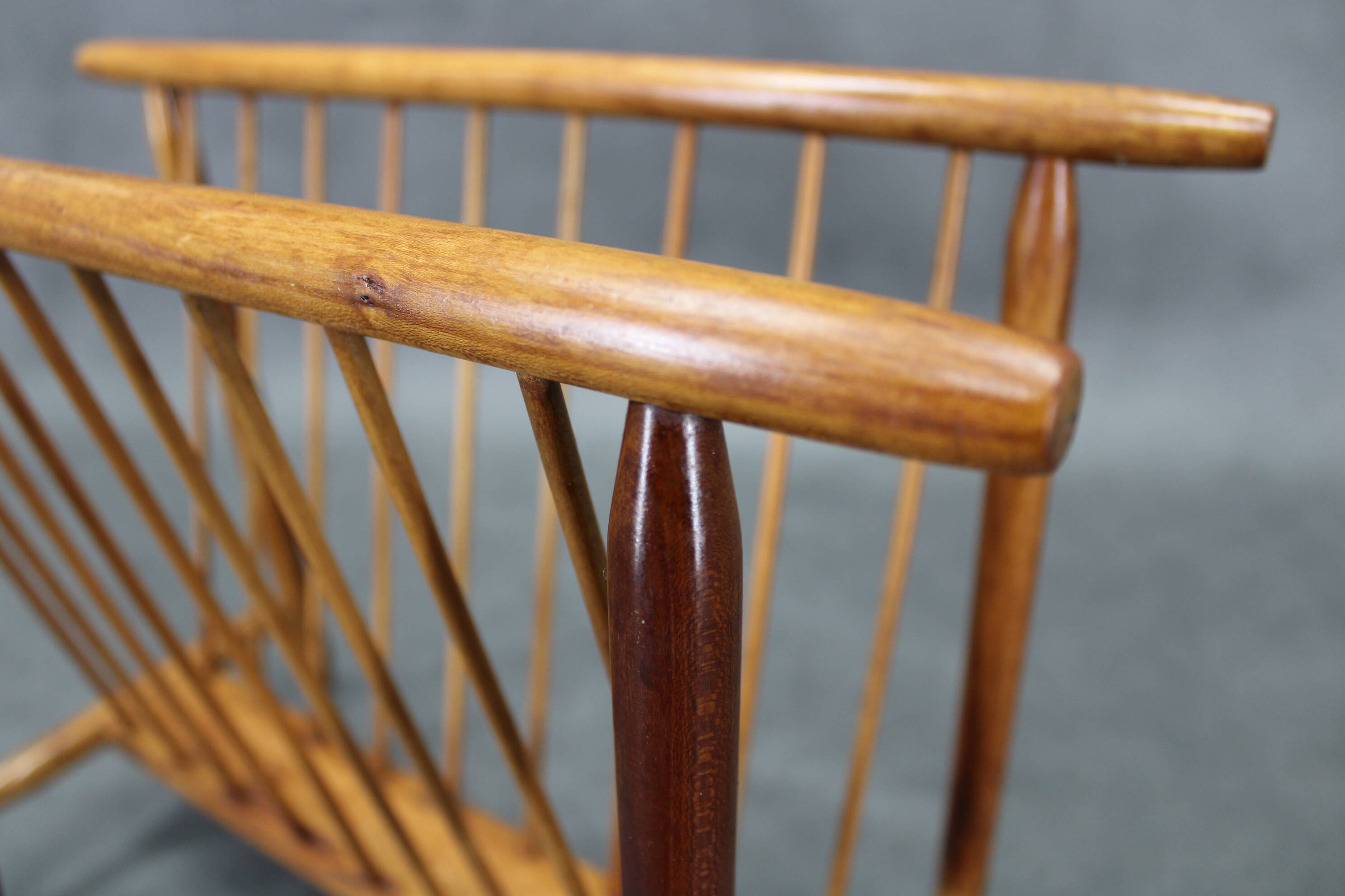 1960s uluv solid beech magazine stand, czechoslovakia