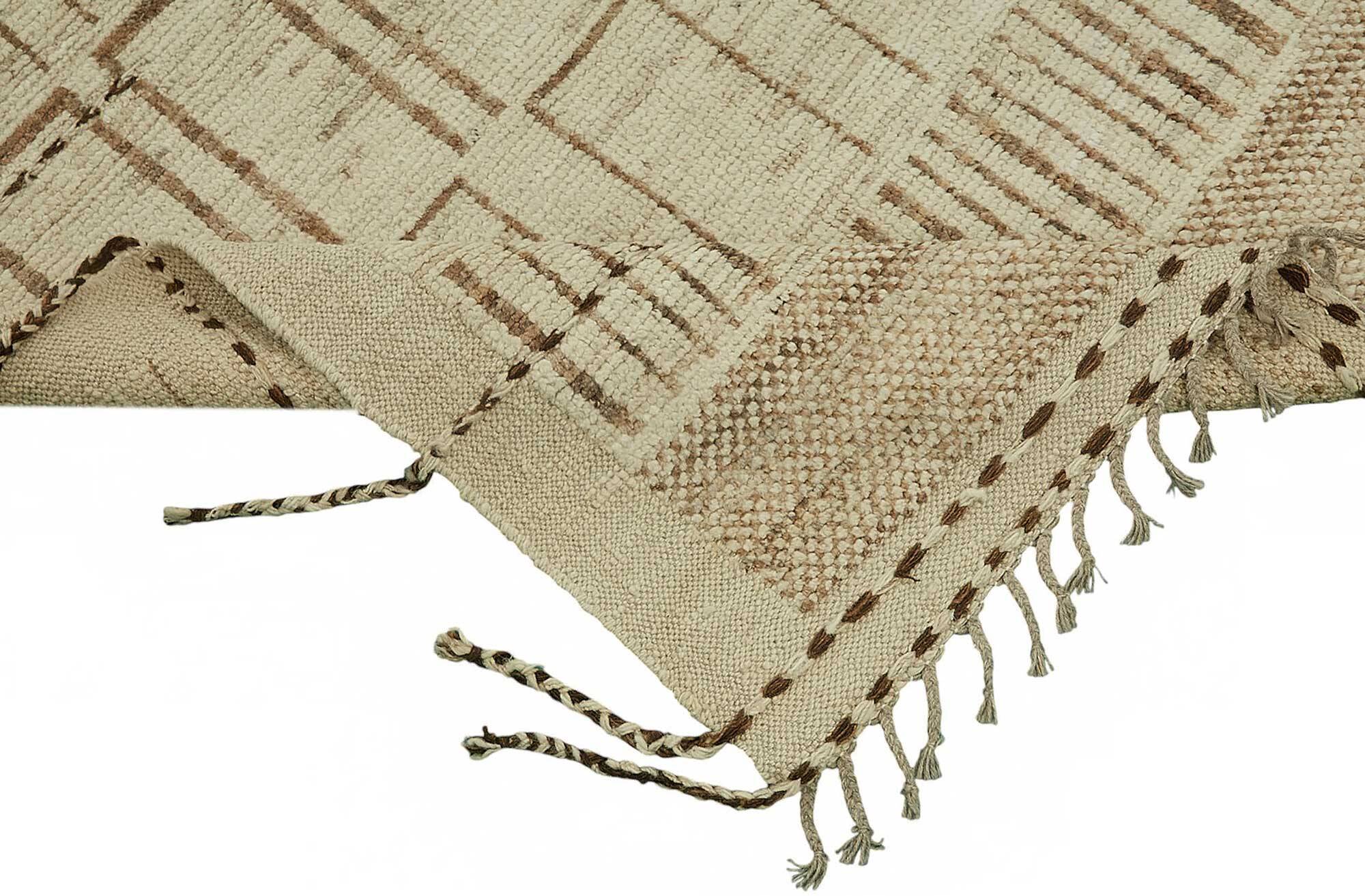 Handmade Tribal Decorative 204 cm x 301 cm Beige Wool Carpet