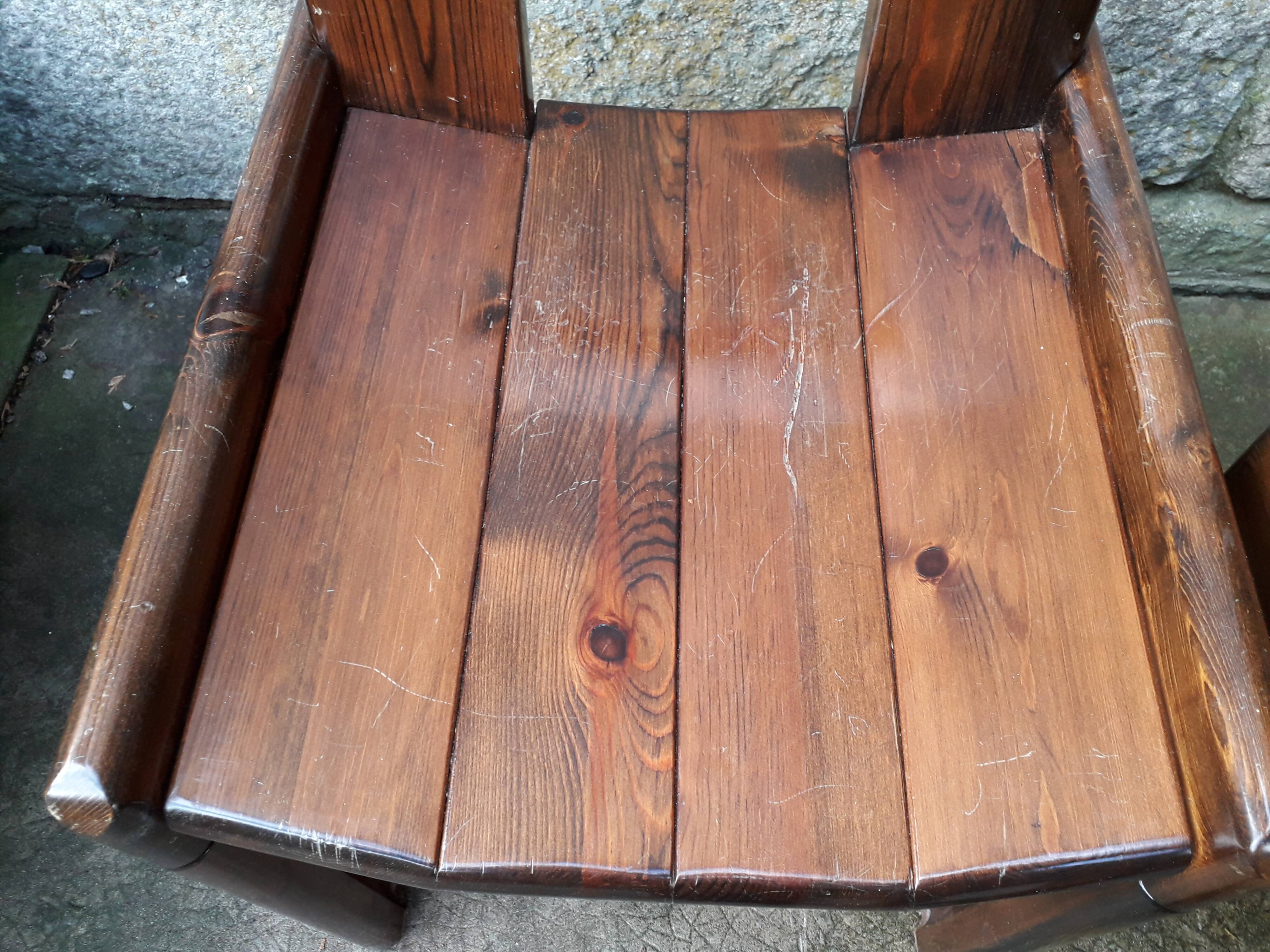 Set of 6 varnished pine chairs