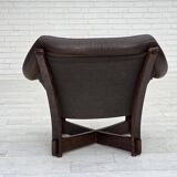 1970s, Scandinavian lounge chair, furniture leather, oak wood.