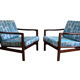 Model B-7752 Blue Jacquard Armchairs by Zenon Bączyk, 1960s, Set of 2