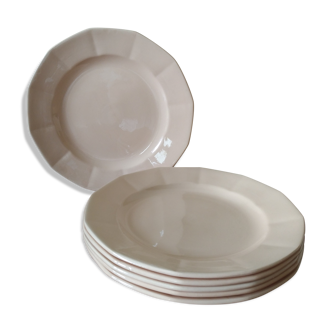 Ensemble de 6 assiettes à dessert Digoin Sarreguemines rose poudré