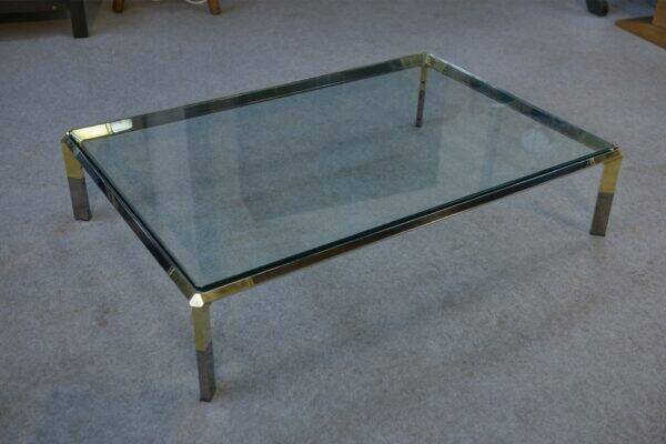 Glass and chrome metal coffee table by Philippe Parent France 1970's