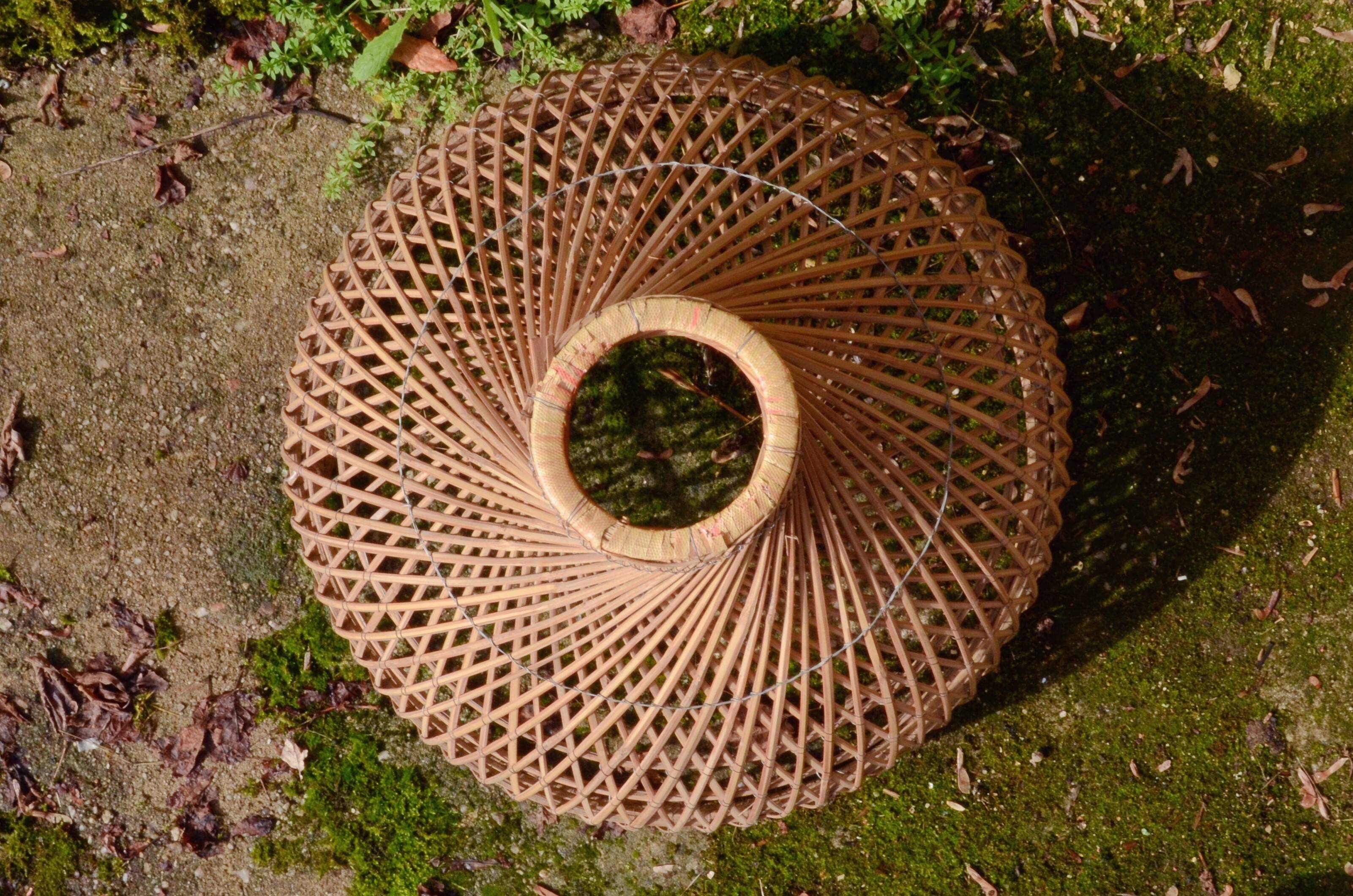 Large rattan pendant light, handmade, 55x40cm