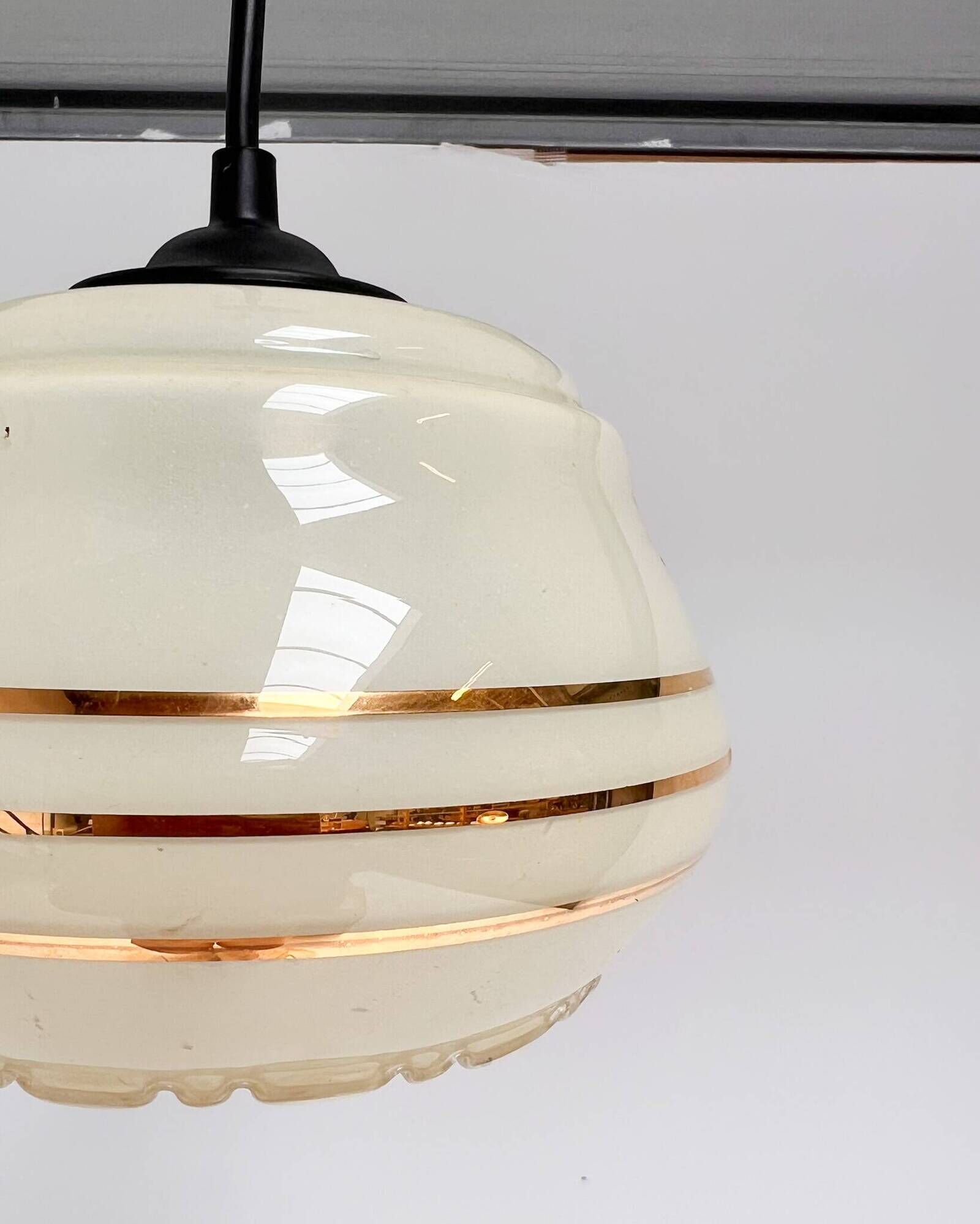 Set of 2 vintage beige round ceiling lamps, 1960s