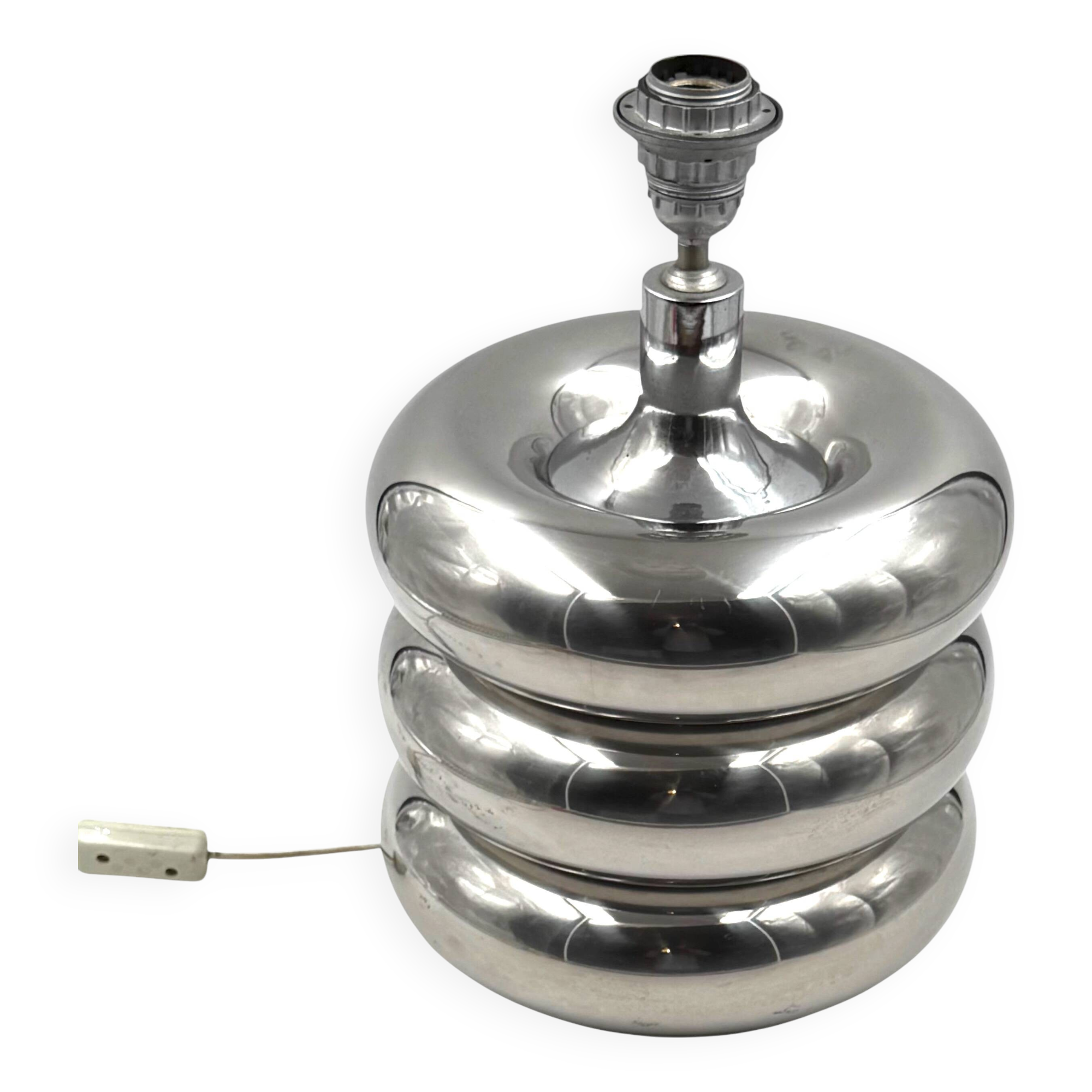 Hollywood regency chromed table lamp base, Luci Milano Italy, 1970s