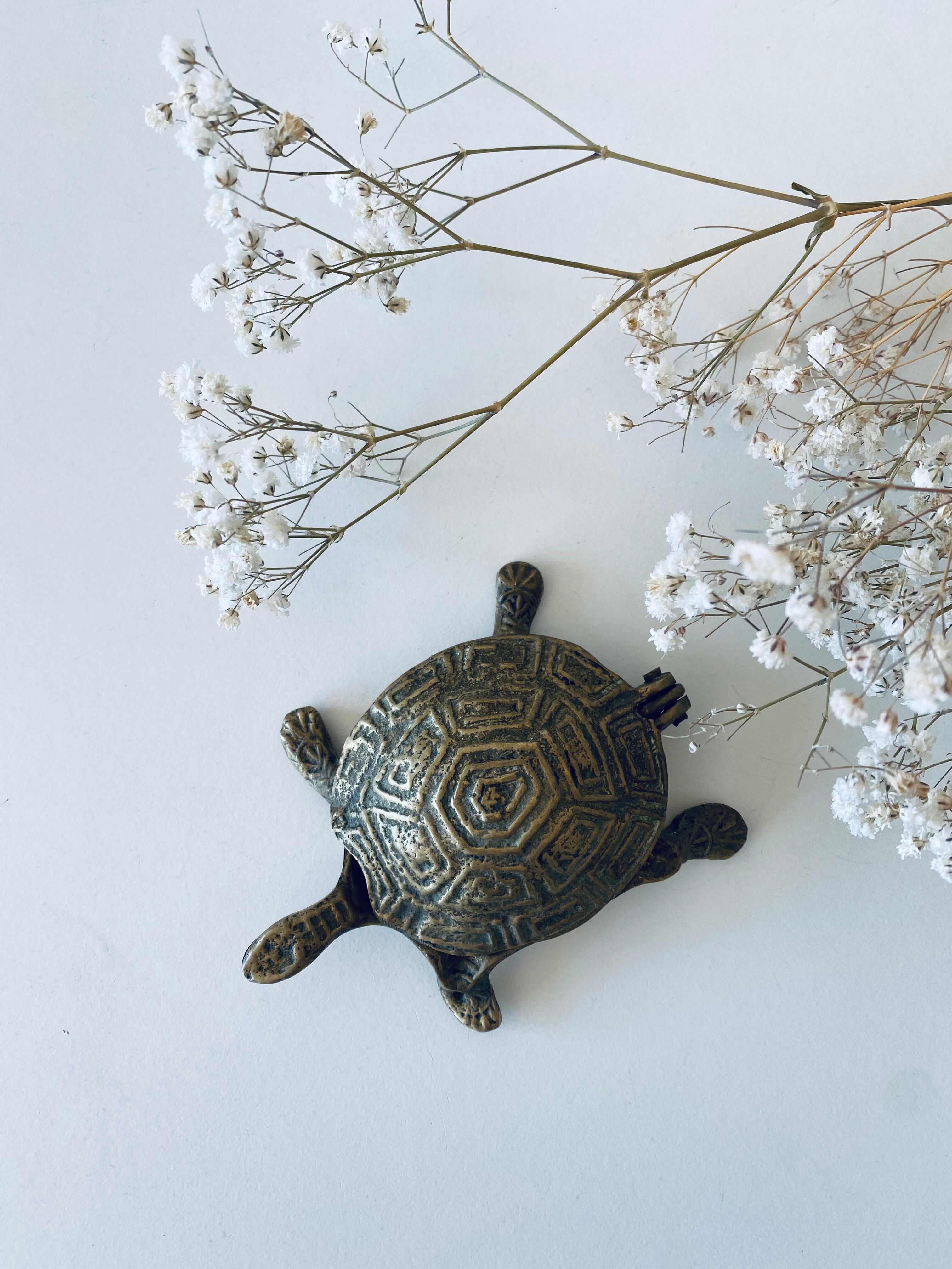 Brass turtle ashtray