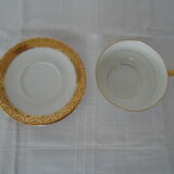 Tasse et sous tasse porcelaine Limoges blanc et or thé café chocolat