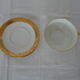 Cup and under cup porcelain Limoges white and gold chocolate coffee tea