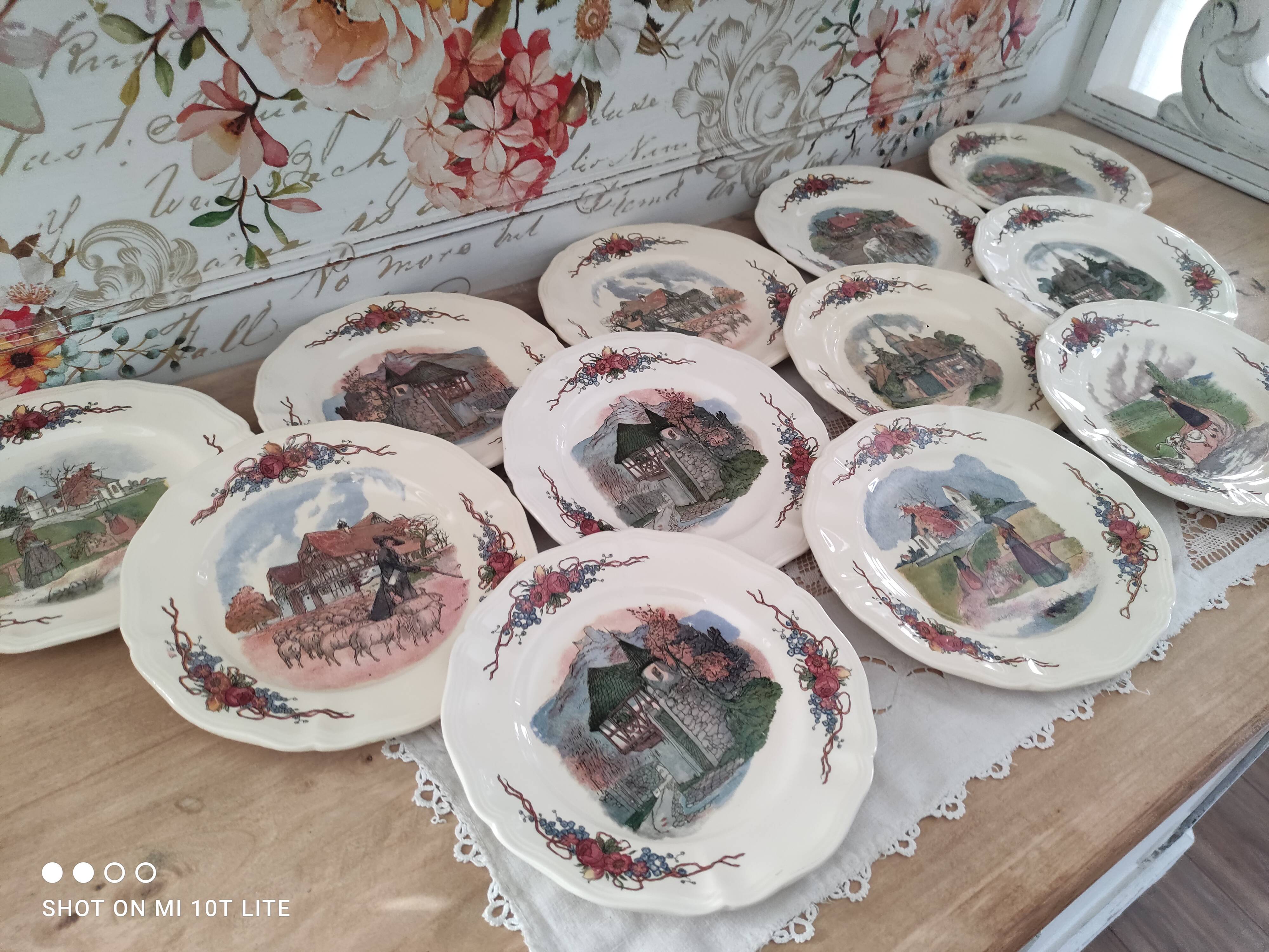Lot de 12 assiettes à dessert Sarreguemines modèle Obernai
