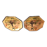 Deux assiettes octagonales cottard faience de nevers