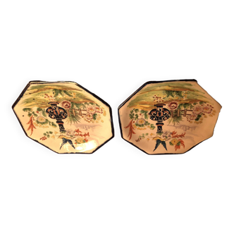 Deux assiettes octagonales cottard faience de nevers