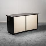 Chest of drawers in black lacquered wood of the 70