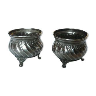 Pair of silver pepper shaker punch minerve