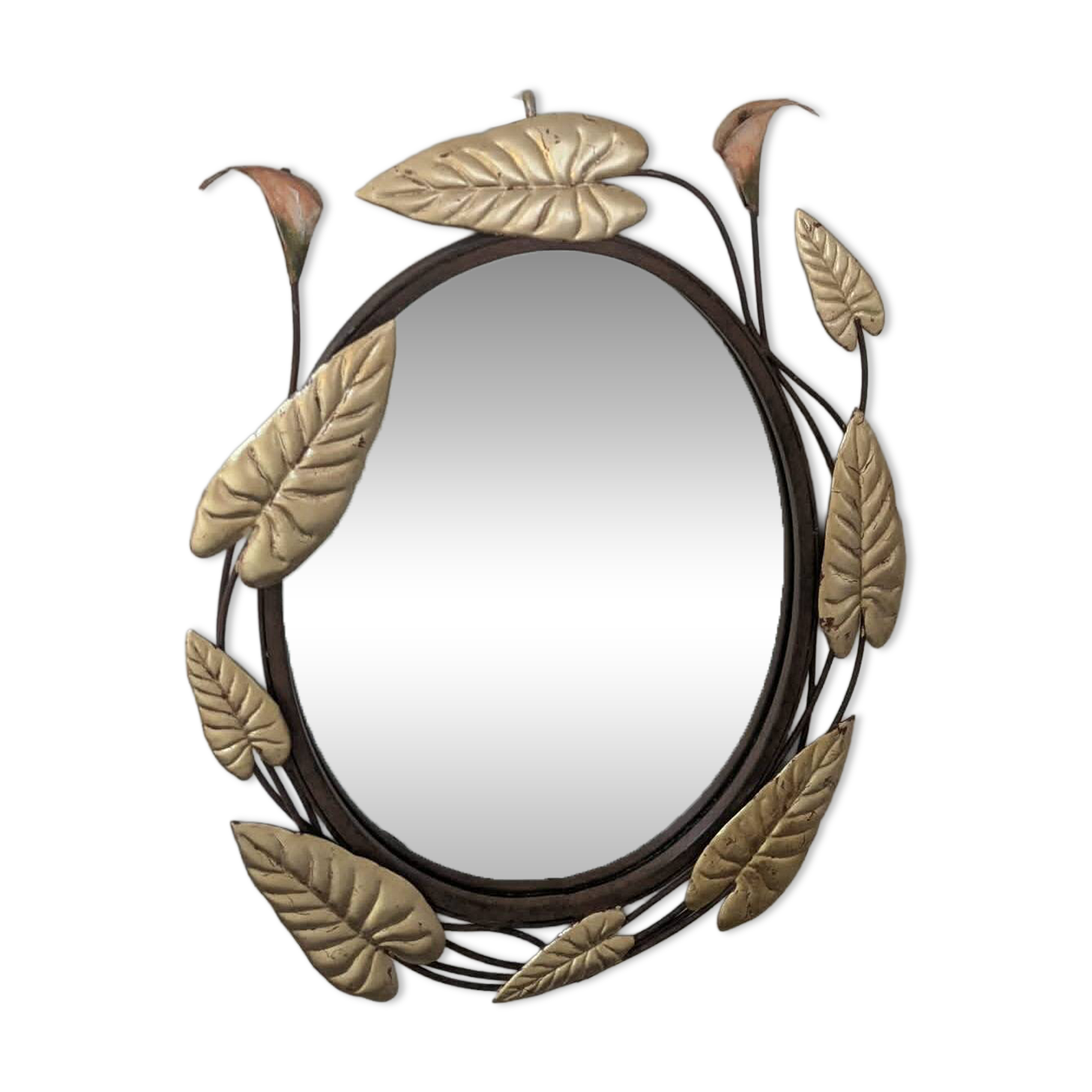 Miroir ovale Holywood regency 60/70's