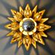 Applique forme fleur, en bois sculpté doré et verre, années 70