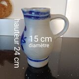Grey and Cobalt Blue Stoneware Pitcher