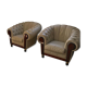 Pair of leather Chesterfield armchairs