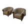 Pair of leather Chesterfield armchairs