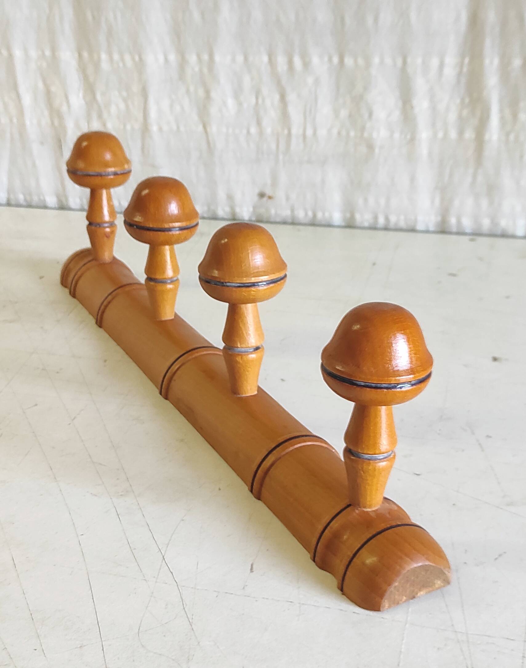 Solid wood coat rack turned in a bamboo style - mid 20th century.