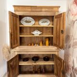 Antique two-body buffet in solid wood (restored)