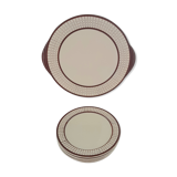 5 assiettes à dessert et plat faïencerie Longchamp modèle Colmar années 50