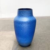 Large blue vase on a German workshop stand from the mid-20th century by Bückeburg Keramik, 1960s.