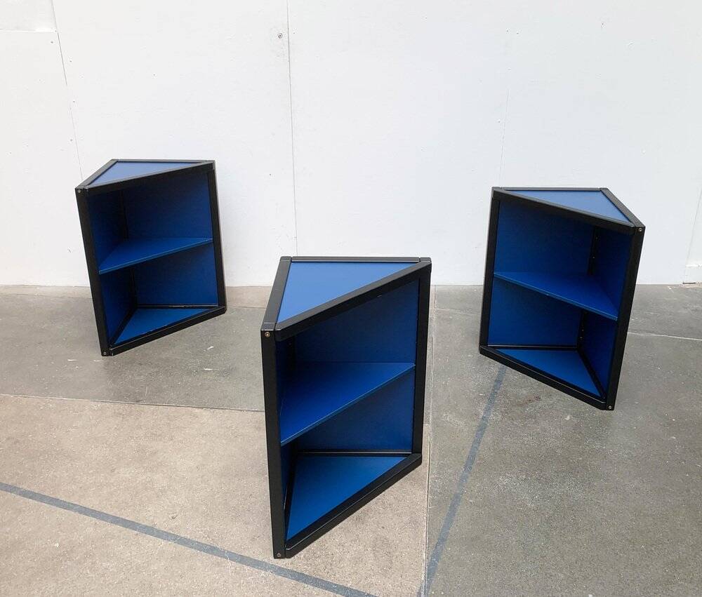 Vintage corner containers from the postmodern German profile system by Elmar Flötotto for Flötotto, set of 3.