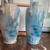 Pair of art nouveau vases with lake decor
