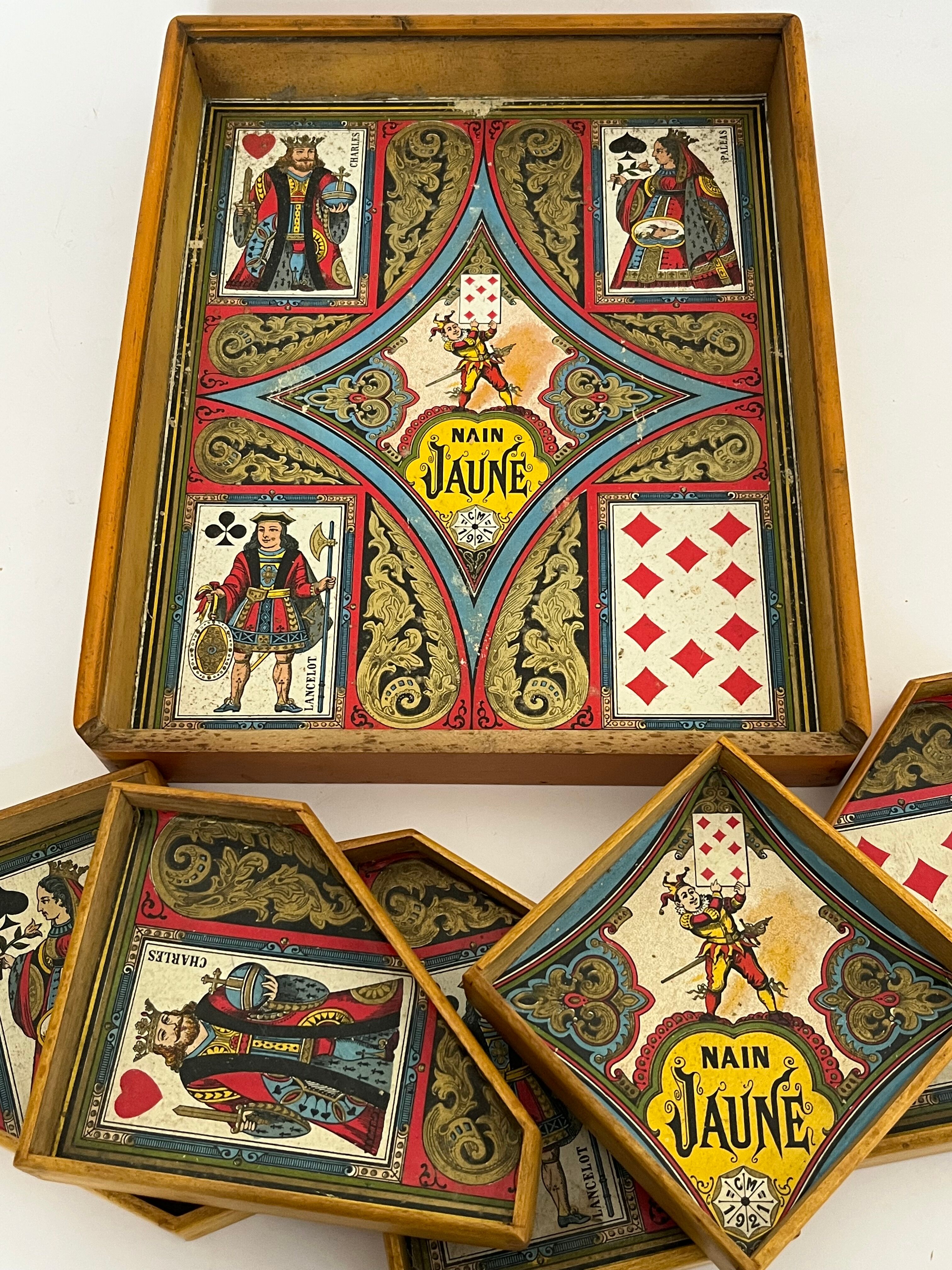Old game of nain jaune with its bone tokens.