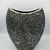 Vase in ceramic form and silver modernist effects 26.5 cm