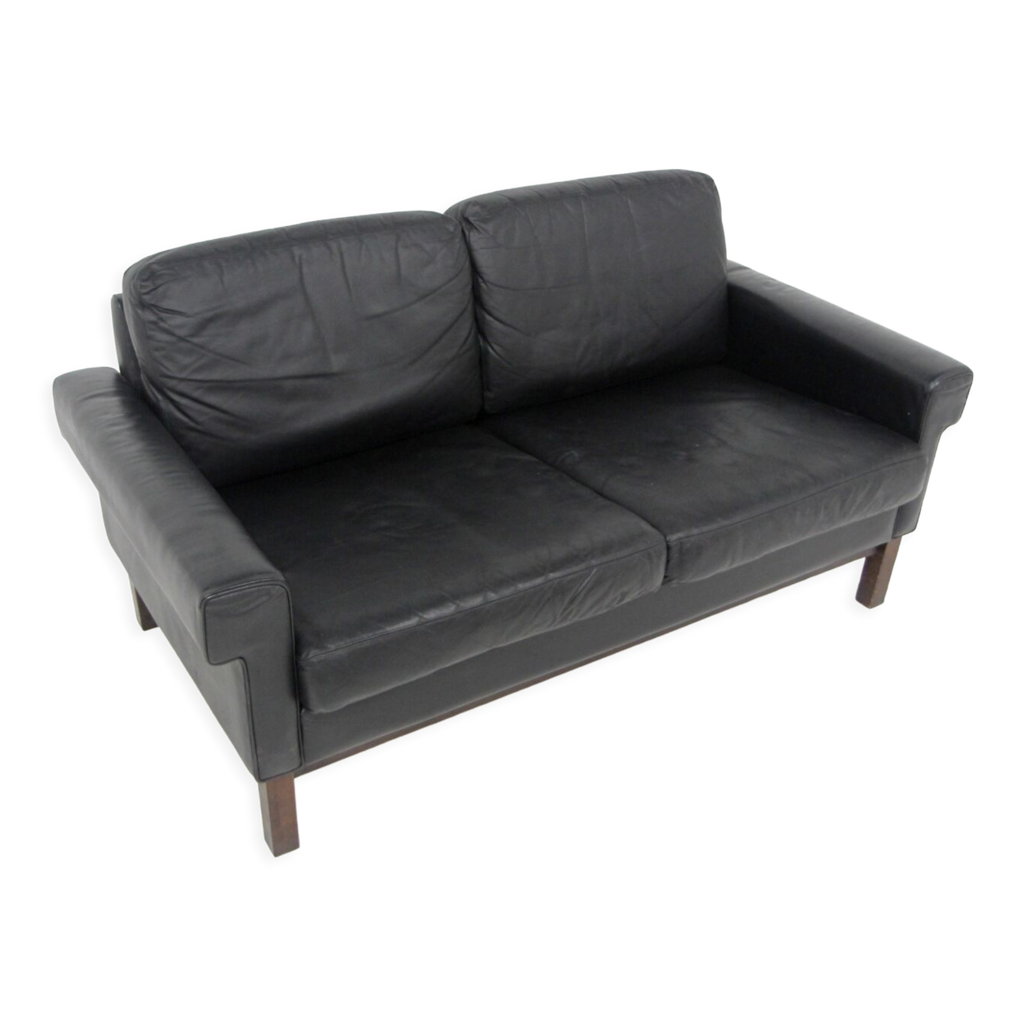 Scandinavian leather sofa 2 places, Sweden, 1950