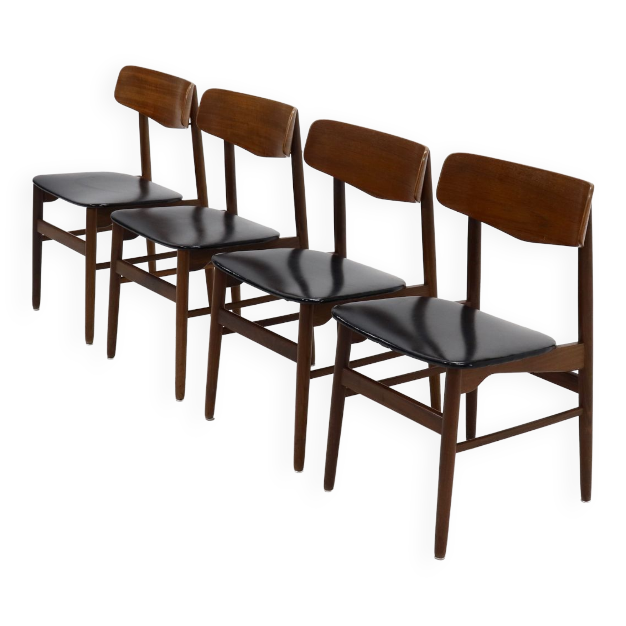 Set of 4 danish design teak and plywood dining chairs 1960s