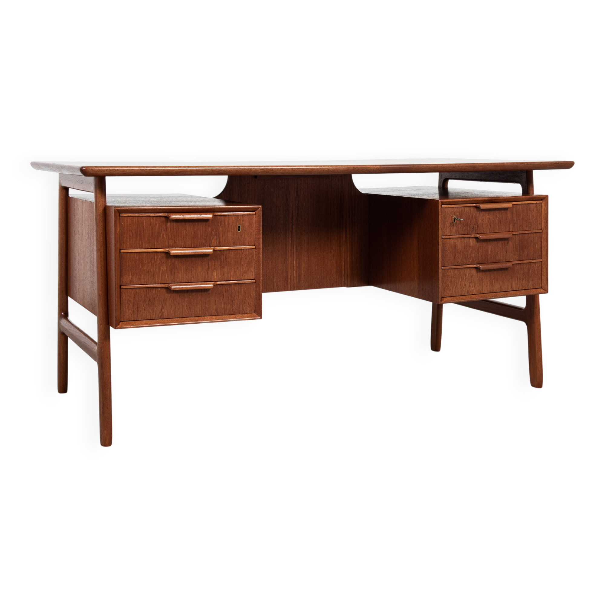 Midcentury Danish desk known Model 75 in teak by Omann Jun 1960s