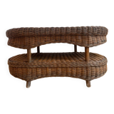 Two-top woven rattan coffee table