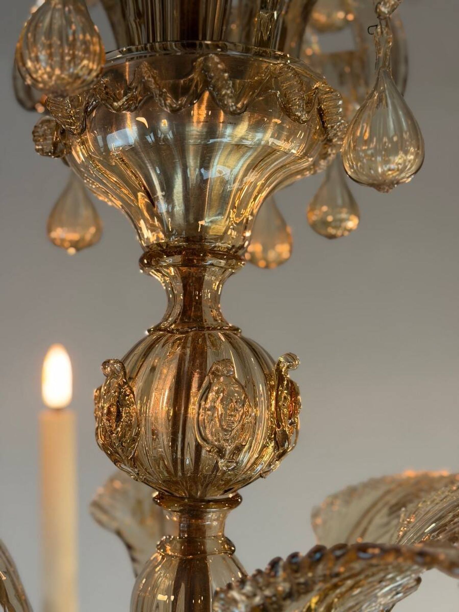 Lustre vénitien en verre de Murano mordoré, vers 1920