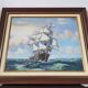 Vintage painting on canvas "Marine / Sailboat" signed Simon