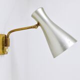 Pair of Articulated Conical Wall Lights in Stilnovo Style, Wall Lamps Italy, 1950s