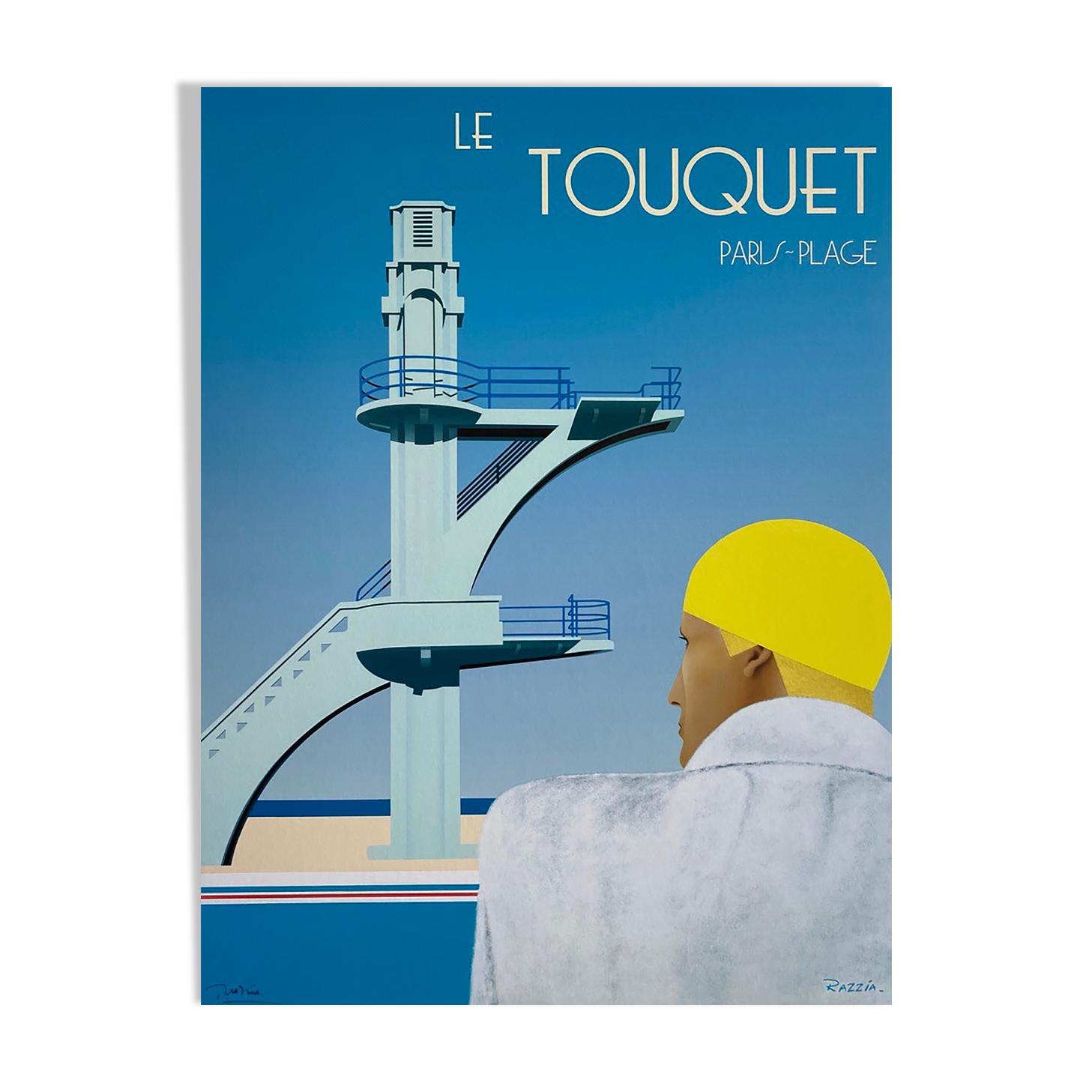 Original poster Razzia - Le touquet paris plage - signed by the artist - On linen